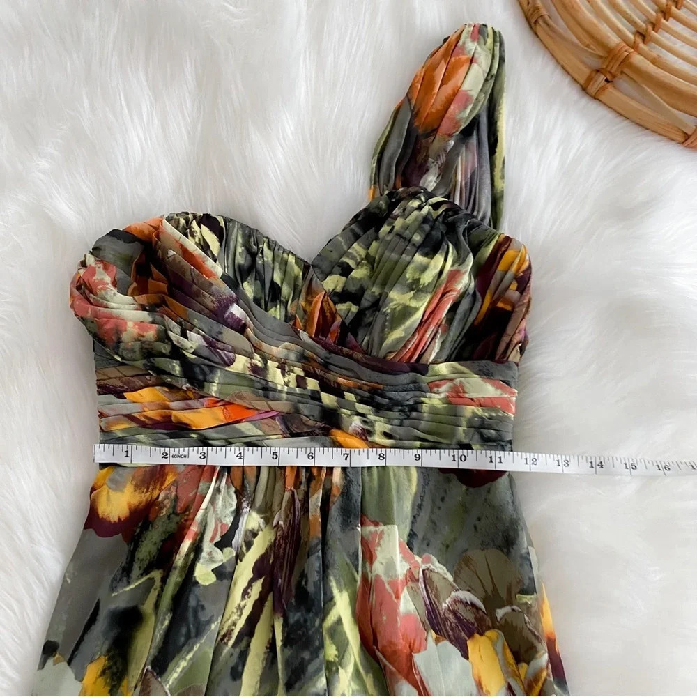 PRICE DROP! Ted Baker Maxi Dress One Shoulder Green Floral - Picture 10 of 12